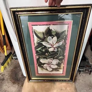 Magnolia print signed and framed
